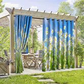 Lofaris Blue Sky Daisy Waterproof Printed Outdoor Curtains